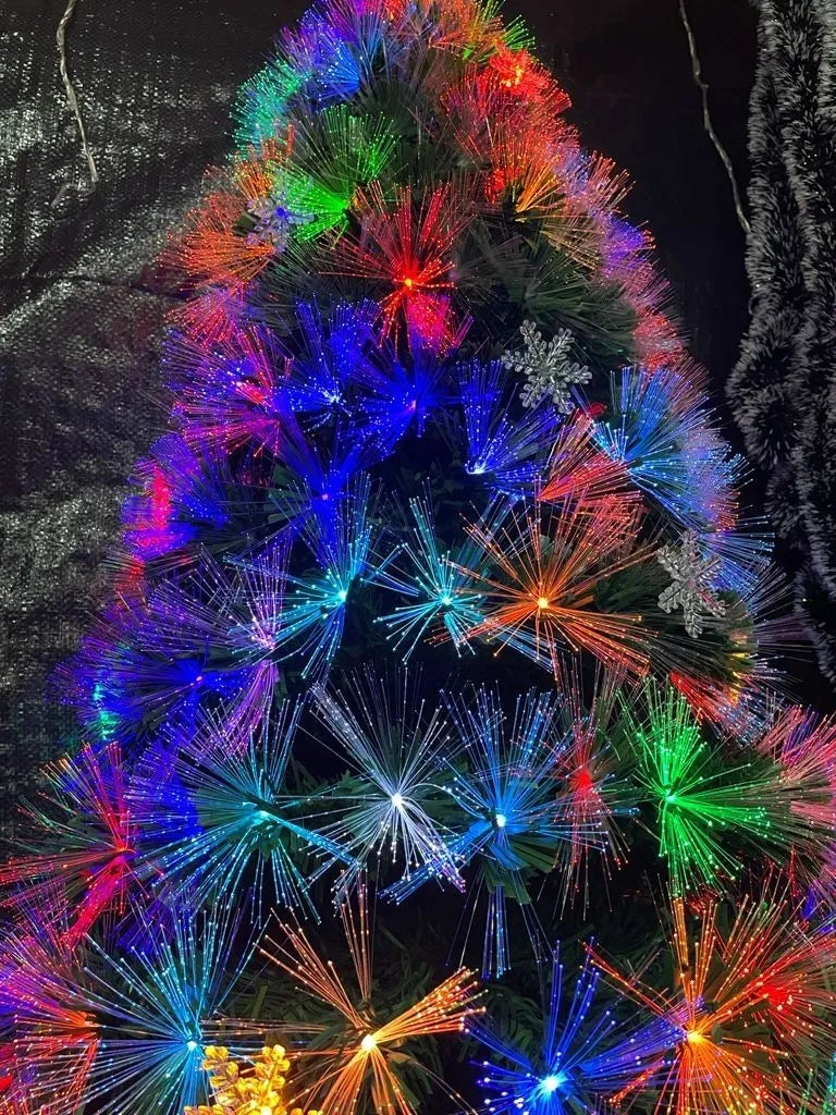 Arbol Fibra Optica 7 Colores Alta Densidad 180 Cm Verde Oscuro