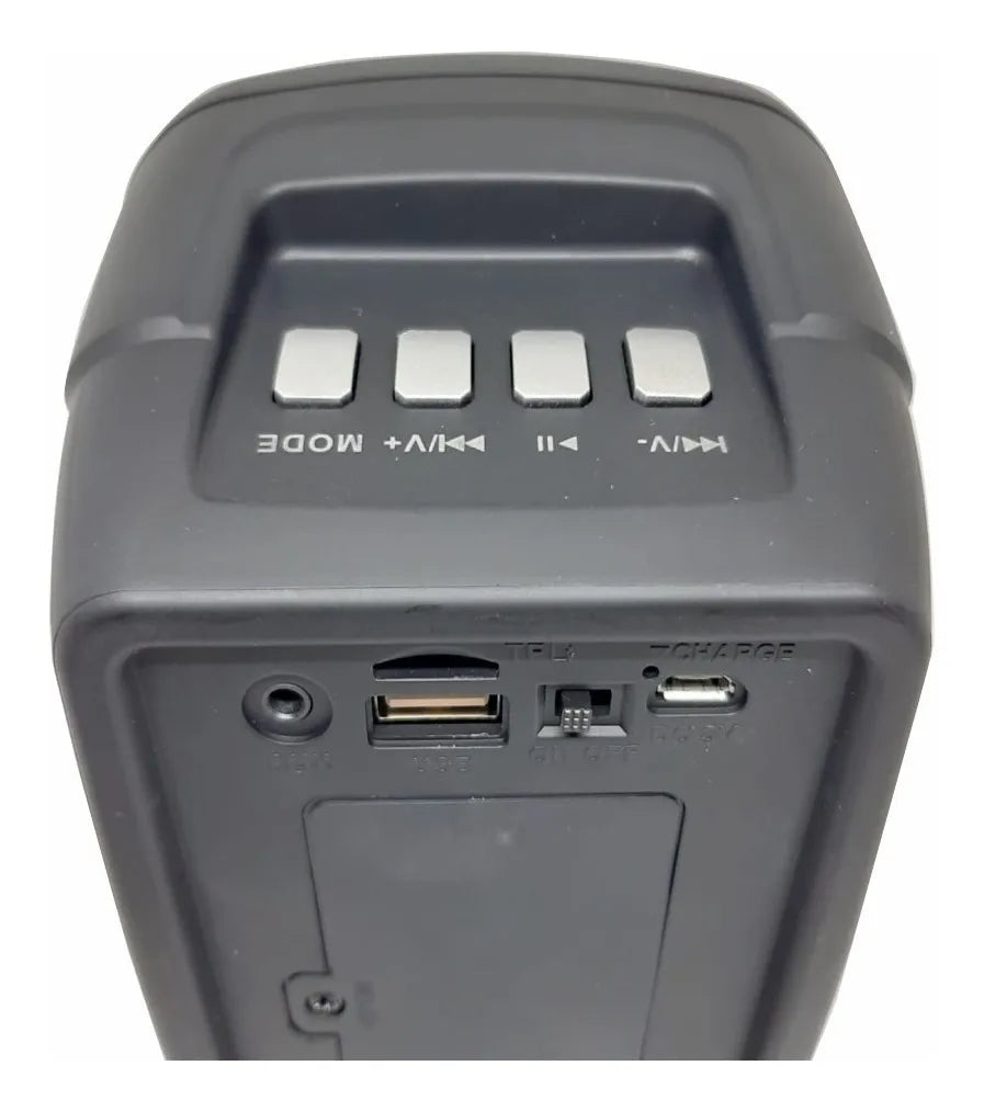 Parlante Portátil Mini Cabina Bluetooth Luz Led Radio Fm Negro