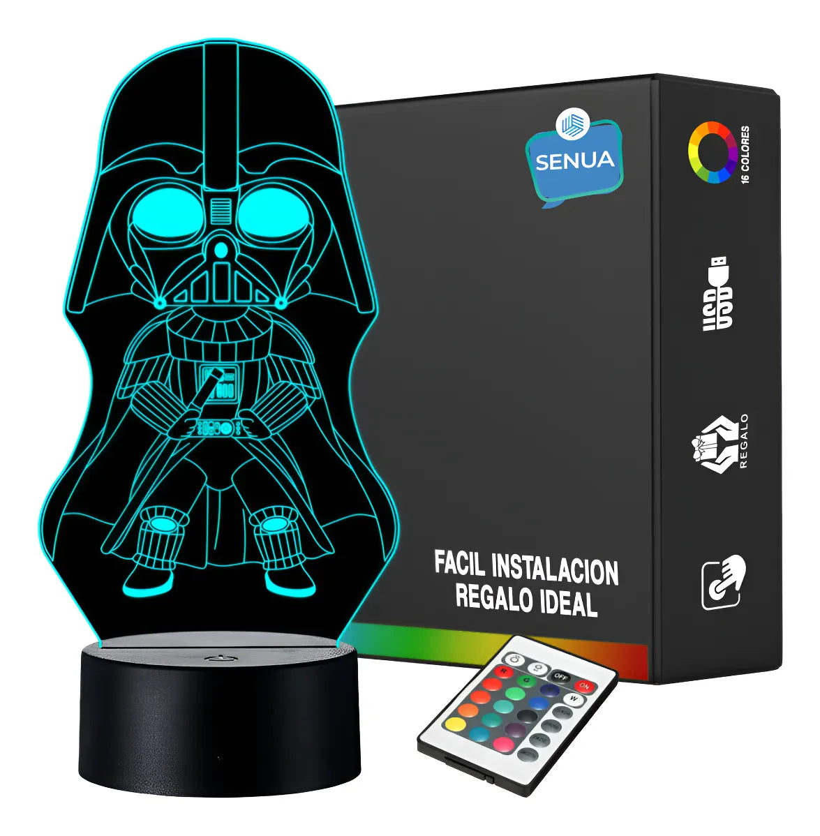 Lámpara De Noche 3d Darth Vader Star Wars Holograma Regalo - Negro