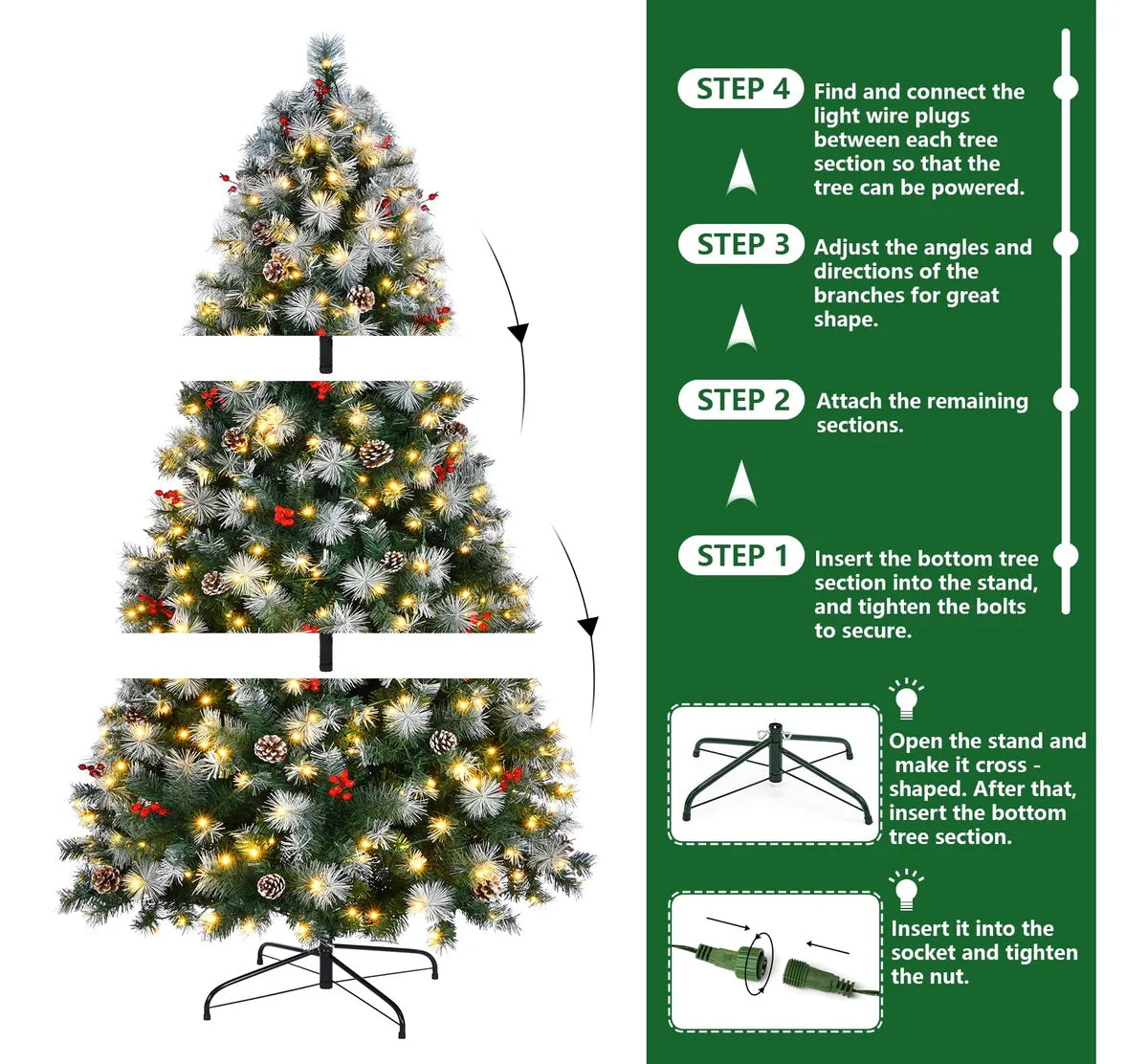Arbol De Navidad Preiluminado De 7 Pies, Pino Artificial De