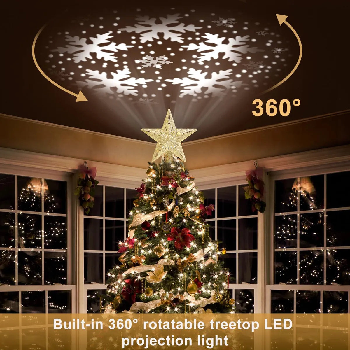 Estrella Navideña Iluminada Con Proyector 3d Led 6 Patrones