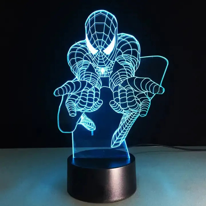 Lámpara De Noche Led Spiderman Decoración Regalo Holograma - Negra