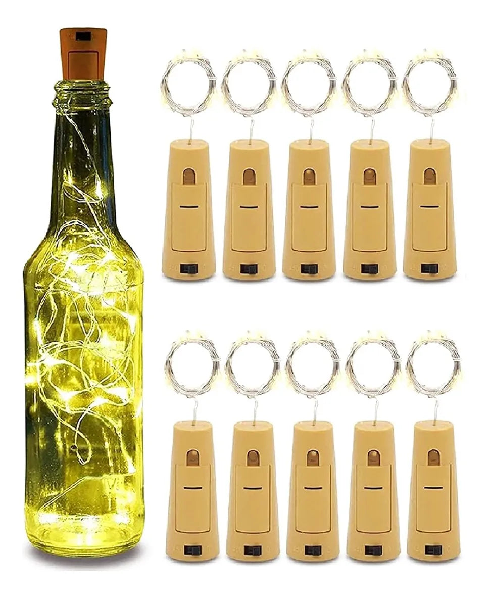 Luces Led Guirnalda Con Corcho Botella Hada X10 Unidades Calida