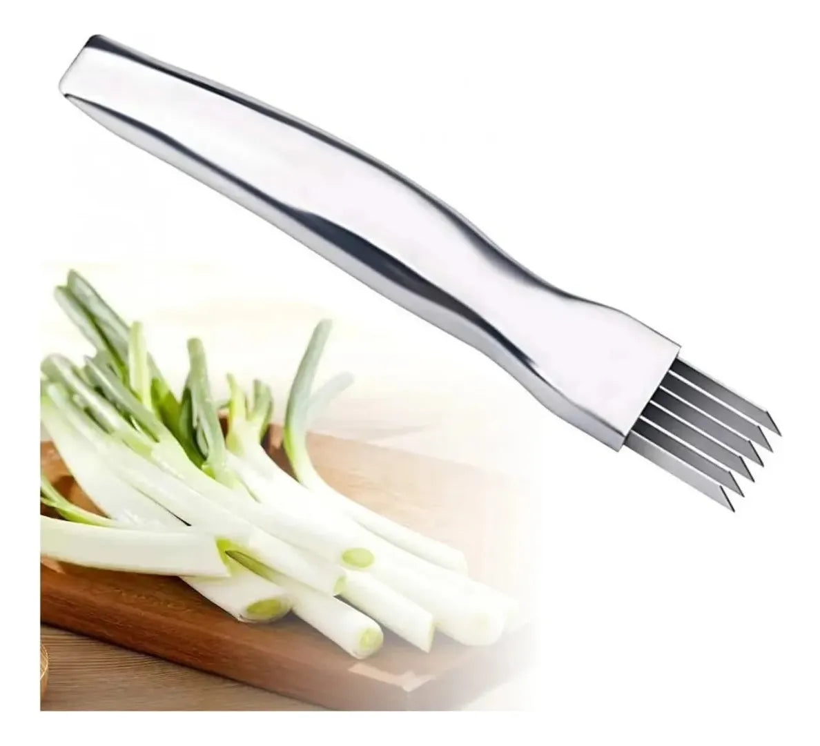 Cortador Acero Inoxidable Para Cebolla Y Verduras Manual Plateado Brillante