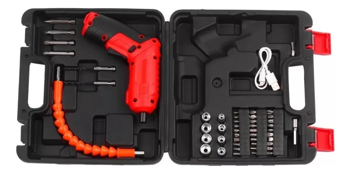 Destornillador Eléctrico Inalámbrico Recargable Color Rojo