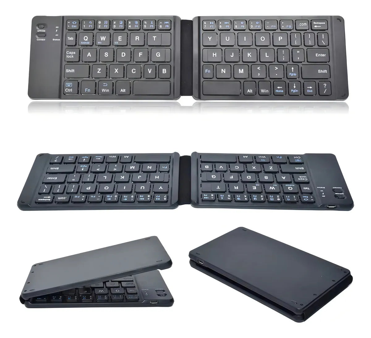 Teclado Inalambrico Bluetooth Plegable Para Pc Cel Letra Ñ Teclado Gris Idioma Inglés Internacional