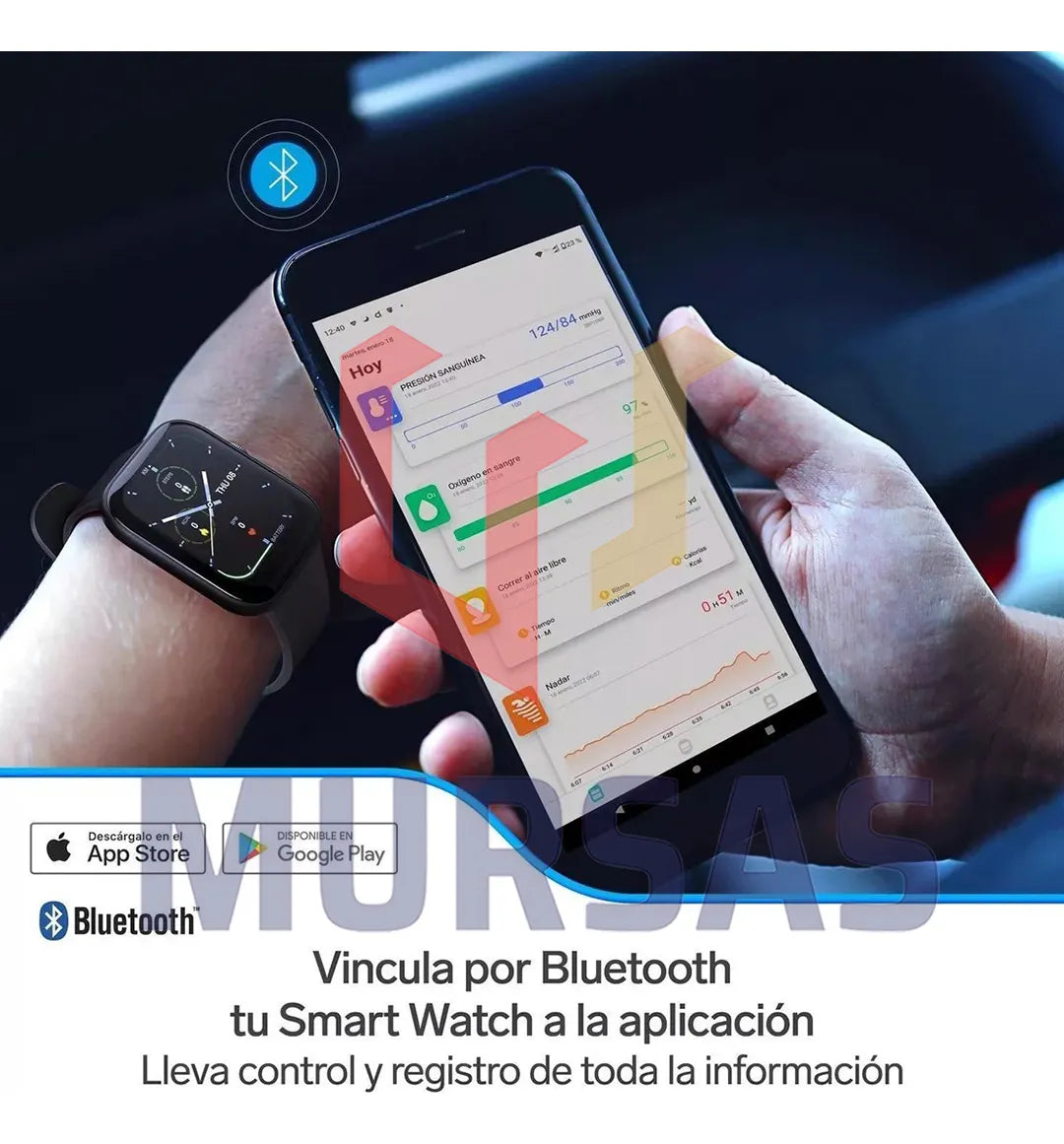 Reloj Smartwatch Deportivo Redes Sociales Llamadas Táctil Negro