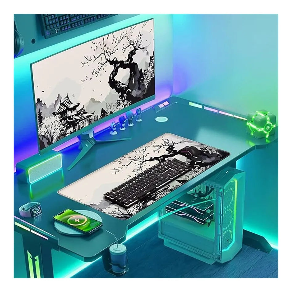 Alfombrilla De Mouse Anime Japonés 80x39 Escritorio Completo Gris Anime Japones