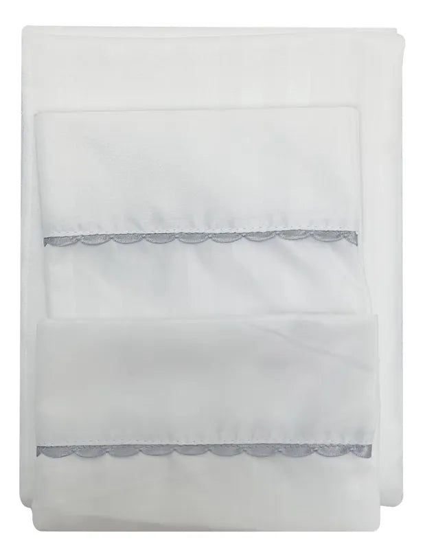 Sábana Ajustable Para Colchón Corral Color Blanco Diseño De La Tela Lisa
