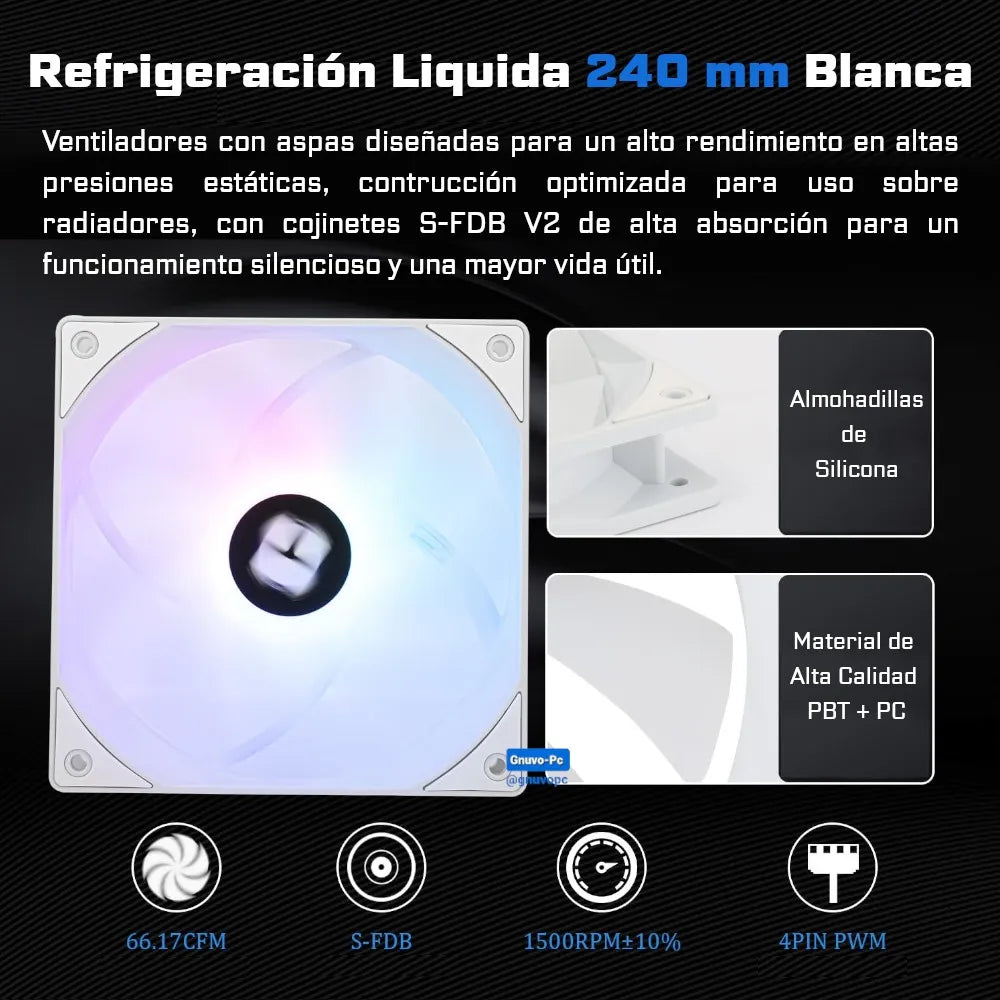 Refrigeracion Liquida Ta 240 Mm Argb Lga 1700 Am5 Am4 Blanca