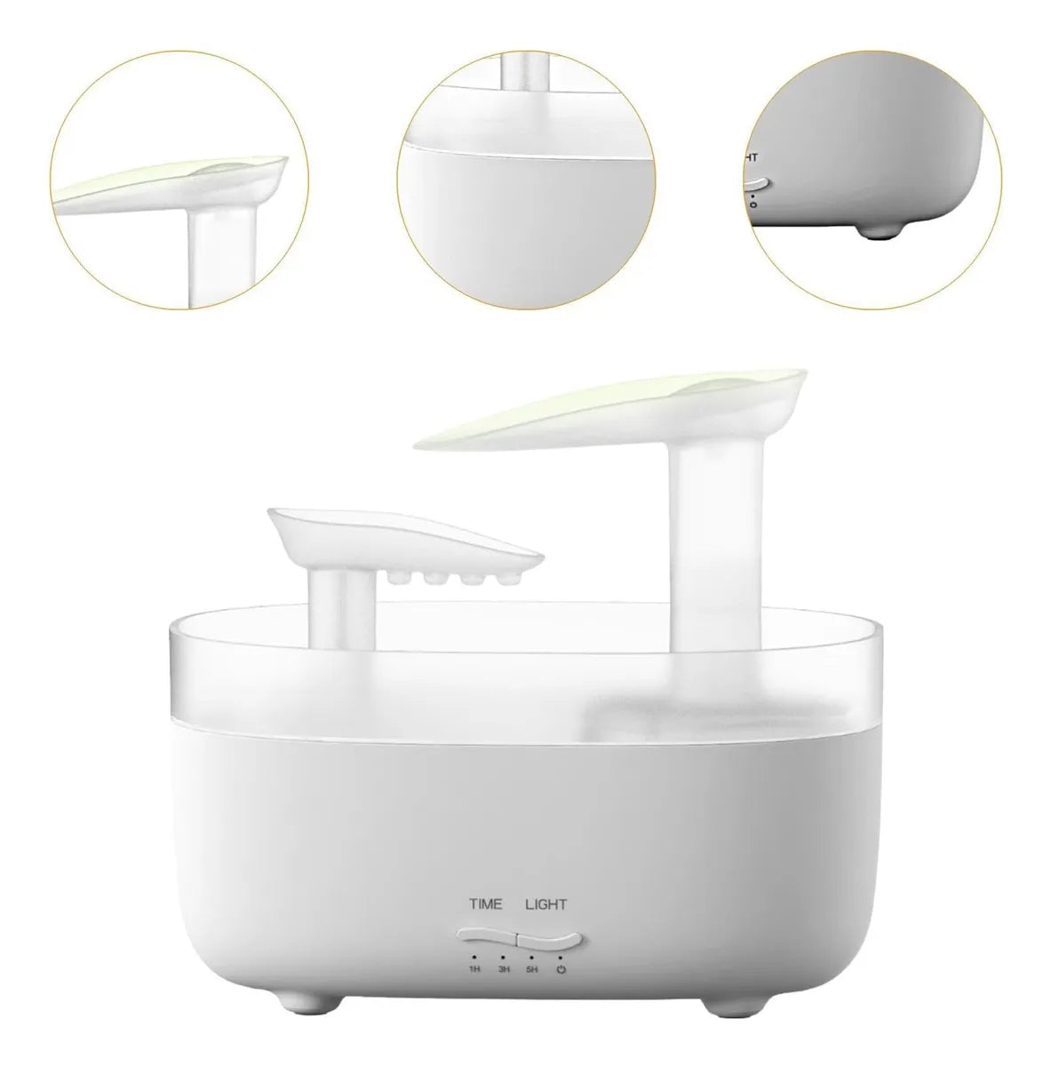 Humidificador De Aromas Vapor Cascada Luz Led + Esencia - Negro