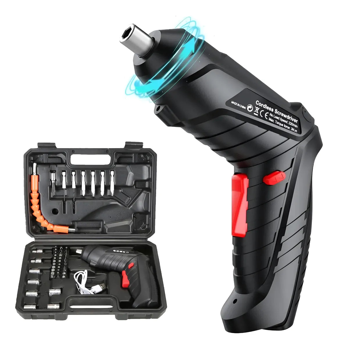 Kit De Taladro Y Destornillador Eléctrico Inalámbrico De 47 - Negro - 220