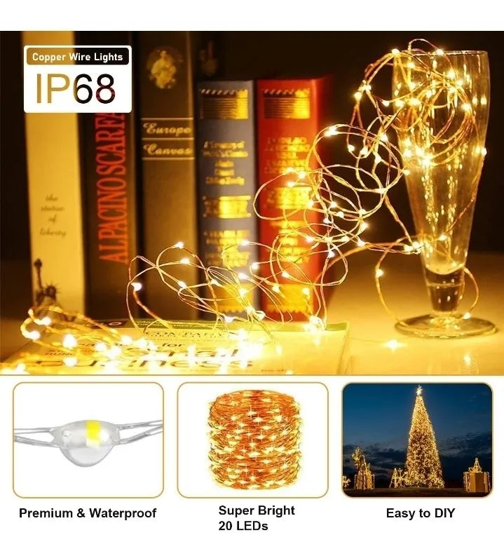 Luces Micro Led Alambre Hada Extension Con Pilas X 12 Unid
