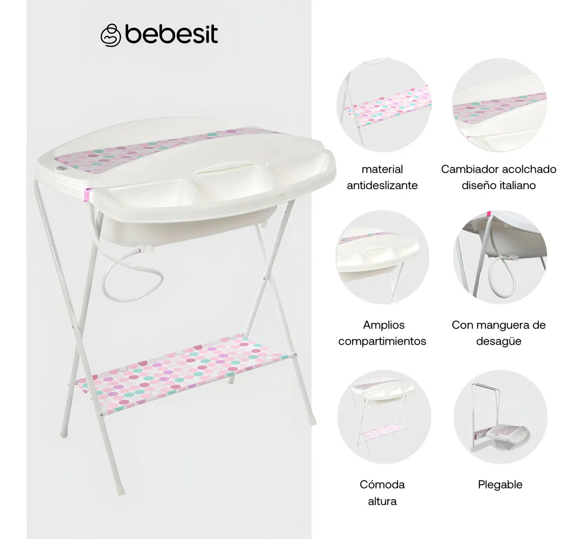 Bañera Tina Bebe con Cambiador Bebesit Gaviota niñas