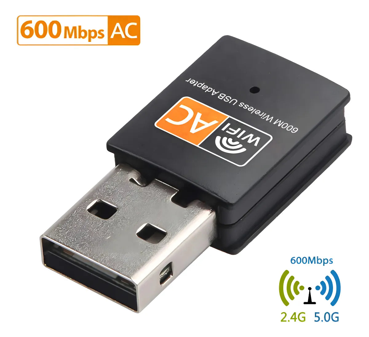 Adaptador WiFi de doble banda 2.4/ 5 GHz, 600 Mbps, inalámbrico AC 5g