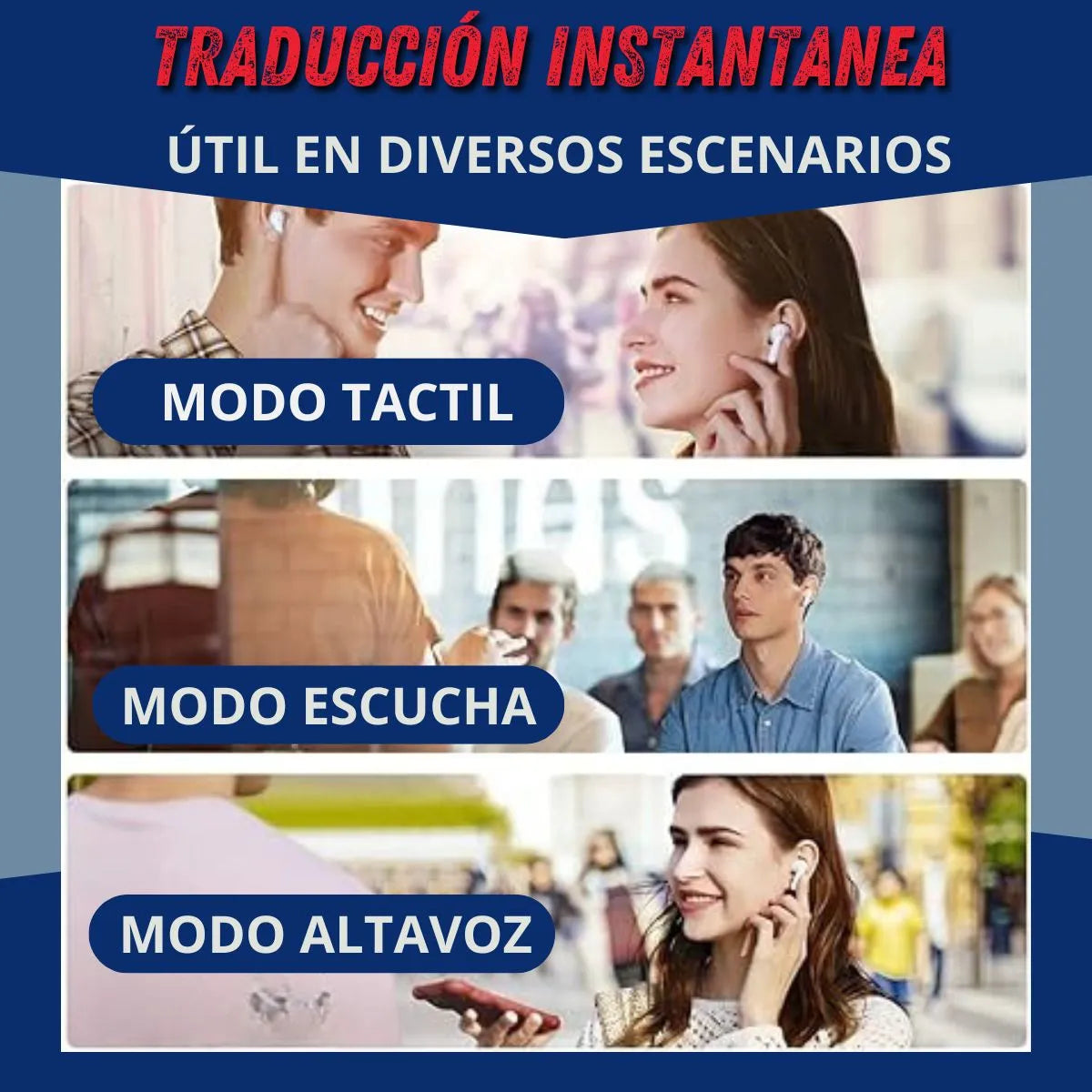 Audifonos De Traduccion Instantaneos De Idioma Inalámbricos Blanco