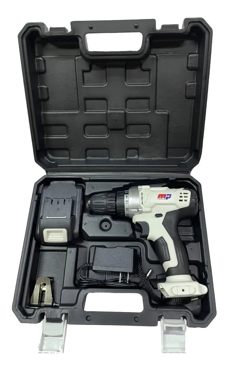 Taladro Inalambrico Mptools 3/8 Percutor 12v Profesional - Blanco
