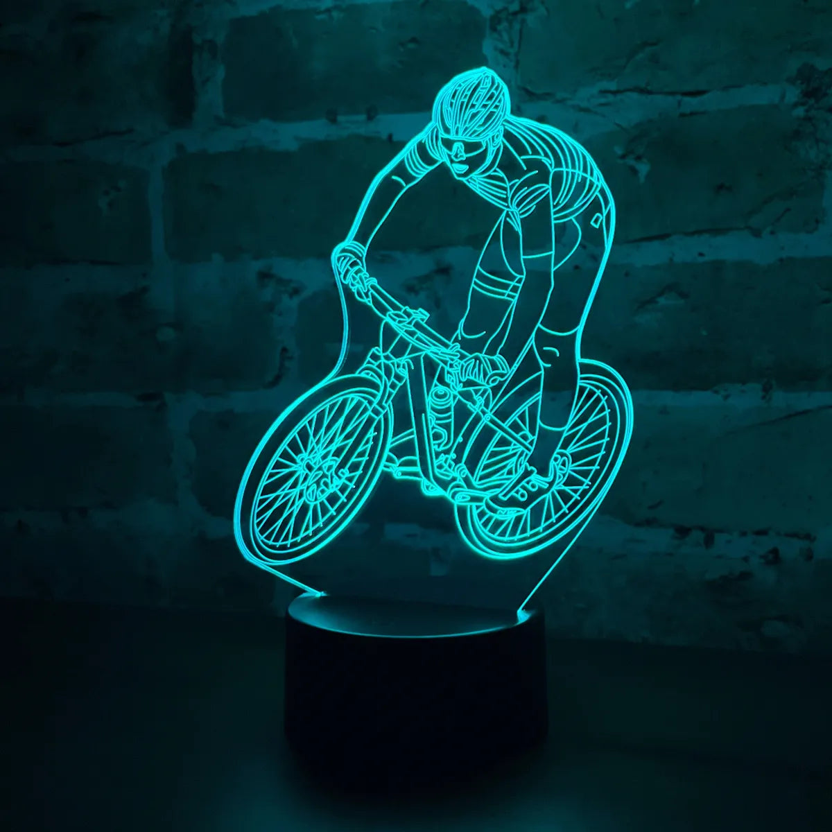 Lámpara Led Ciclista Bicicleta De Montaña Holograma Regalo Negra
