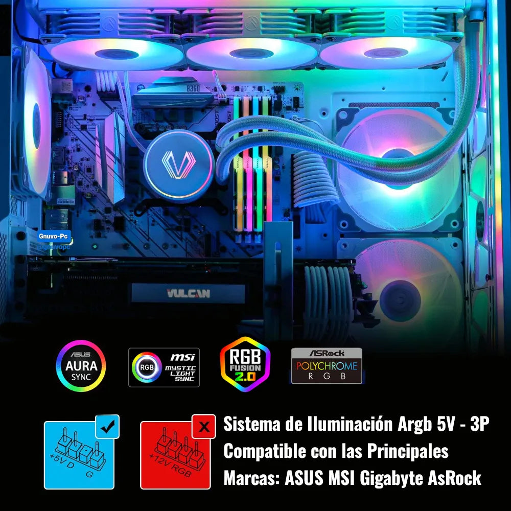 Enfriamiento Liquido Pc 360 Mm Argb Lga 1700 Am5 1200 Blanco