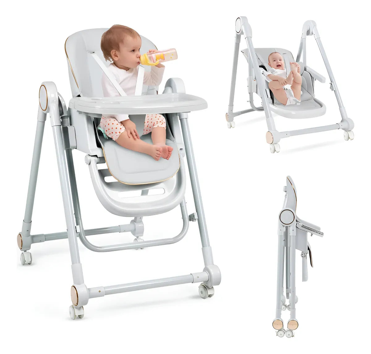 Silla Alta Portable Para Bebés Con Arnés Y Respaldo Ajustabl