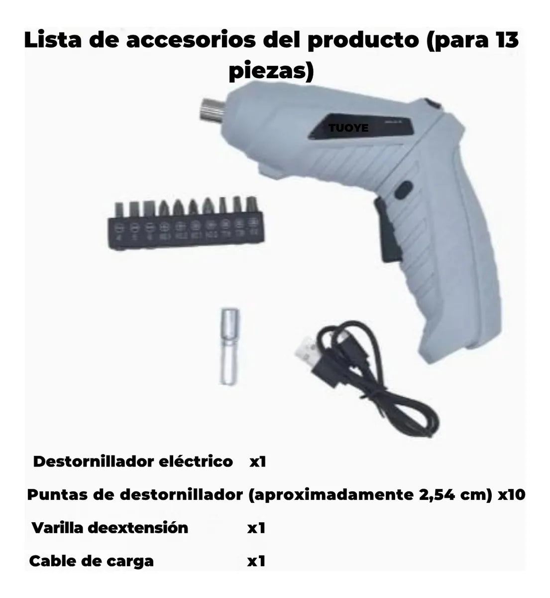 Destornillador Inalámbrico Recargable Eléctrico Impacto - Gris