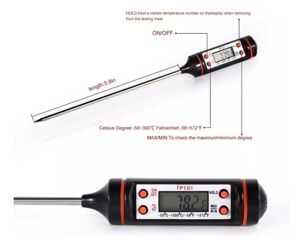 Termómetro Digital De Cocina De Punzon Sonda Chef Multiusos Negro
