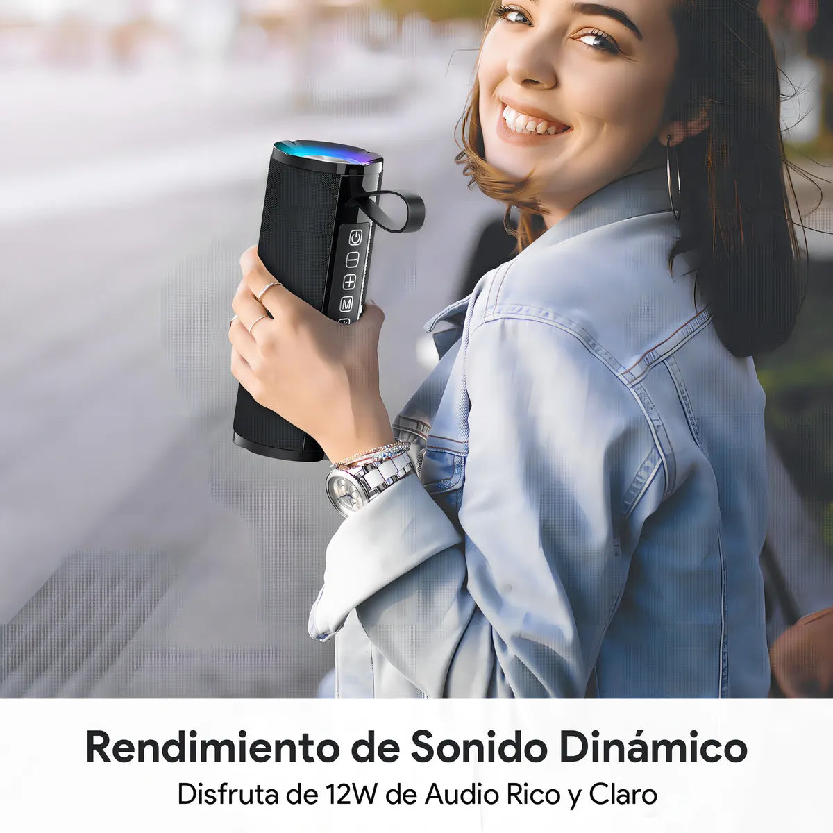 Parlante Bluetooth Portátil 1Hora BOC060 5.1 Altavoz Inalámbrico con Sonido Estéreo HD 2400mAh 3.5mm Color Negro