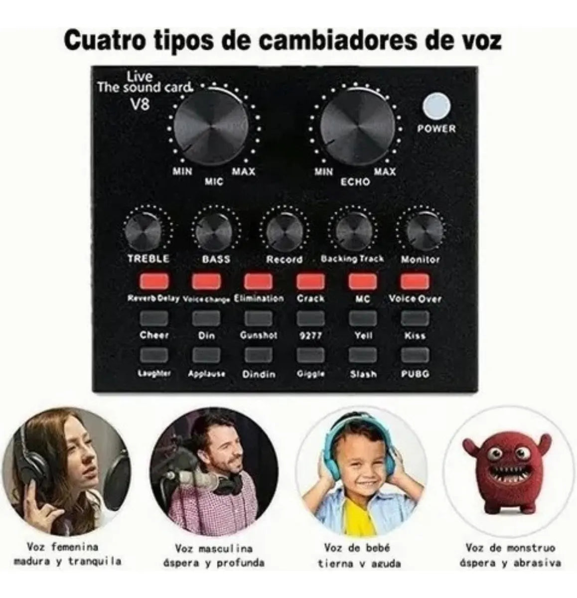 Micrófono Profesional Condensador+brazo+tarjeta Sonido V8 Dorado