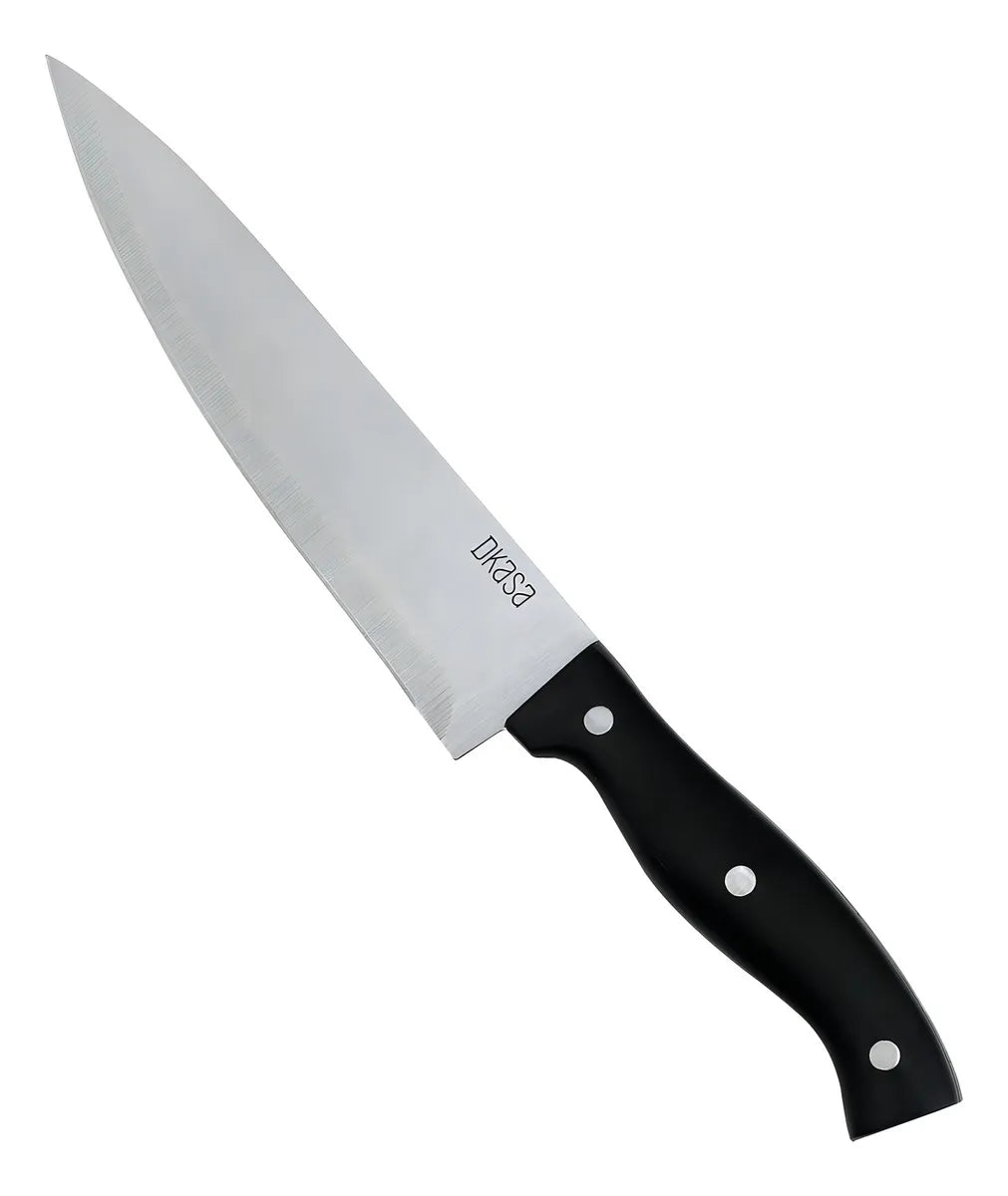 Cuchillo Chef 8 Pulgadas 3 Remaches Mango Plástico Color Negro