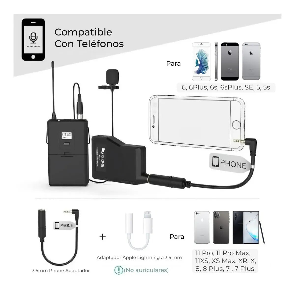 Fifine K037b con micrófono de solapa y auriculares de color negro