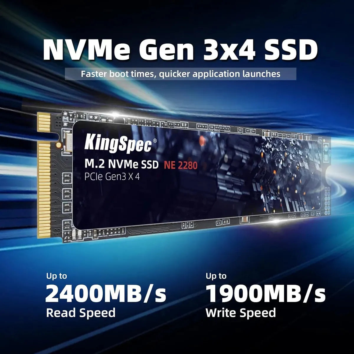 Kingspec Unidad Estado Sólido De 1tb M.2 Nvme Gen3x4 2280 Negro