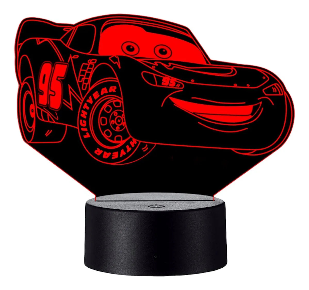 Lámpara De Noche Led Cars Rayo Mcqueen Decoración Regalo Negro