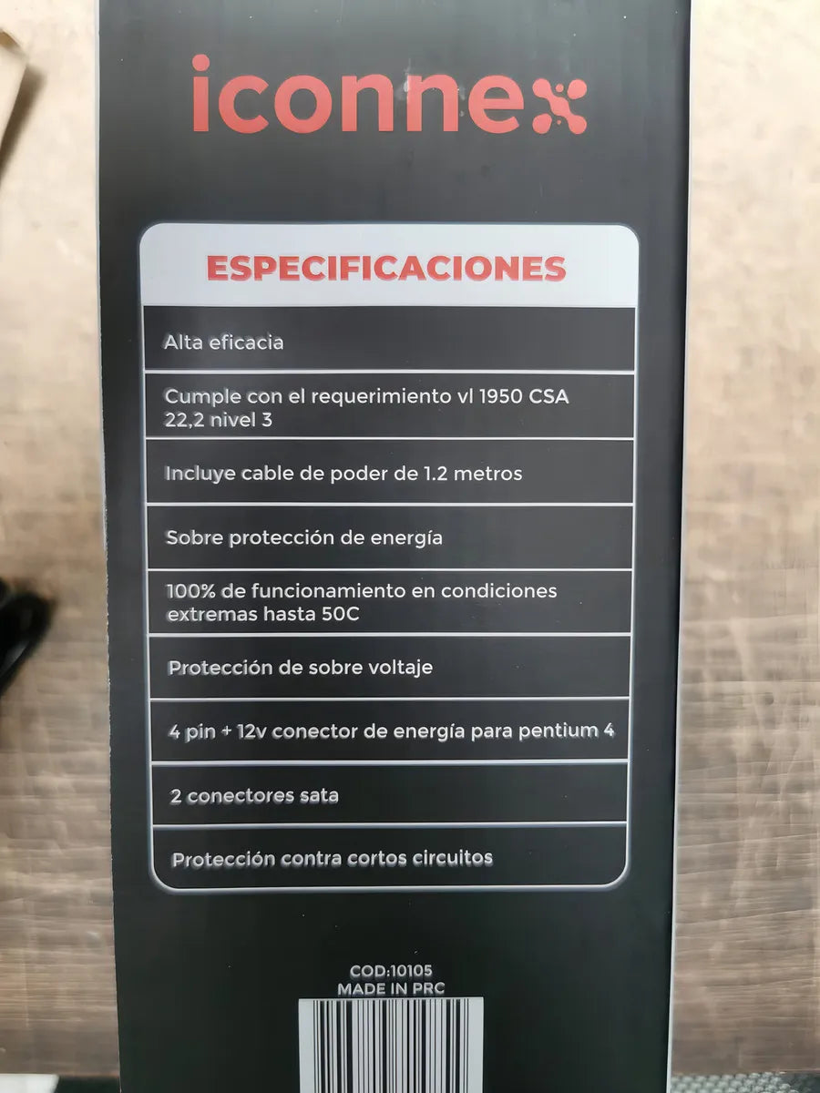 Fuente De Poder Iconnex Atx 750w Alimentación Para Pc 24 Pin