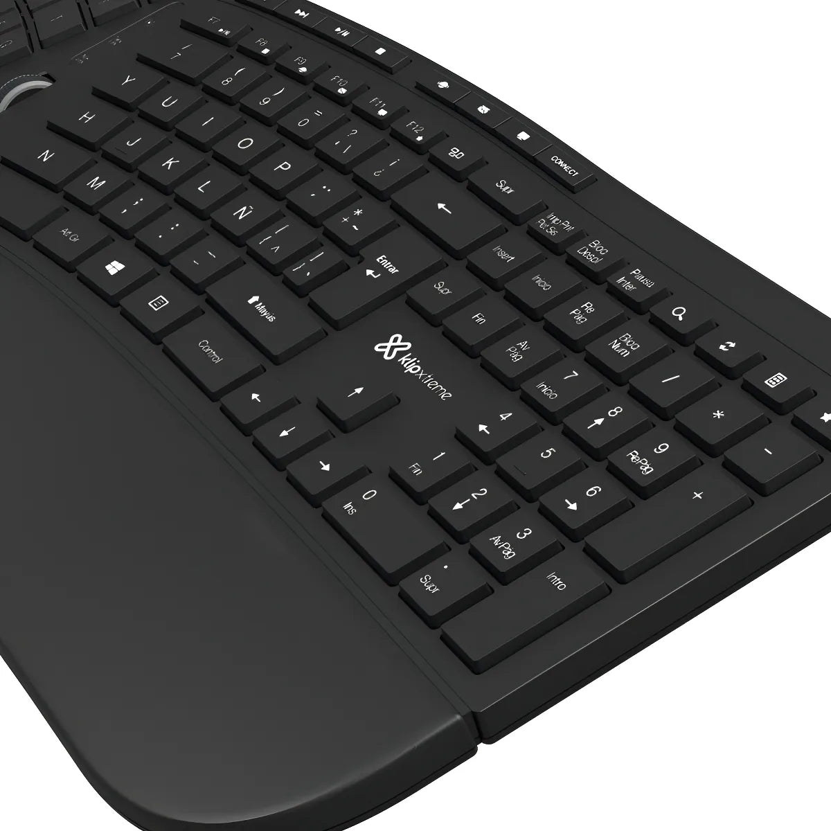Teclado Klip Xtreme Transcend Wireless Ergonómico - Kbk-530s Color Del Teclado Negro