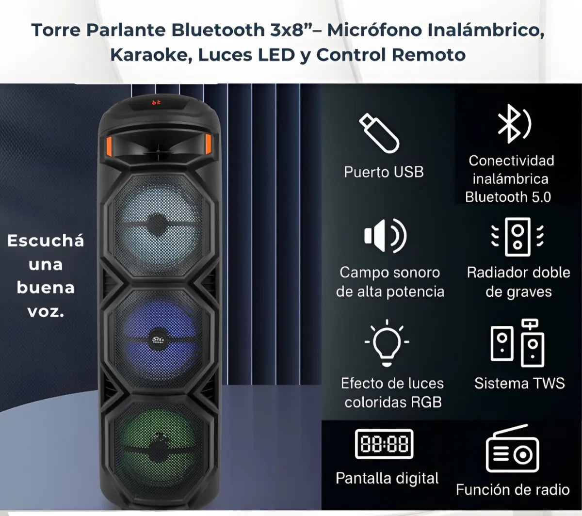 Parlante Torre Seisa Yx-s8301 150w Inalámbrico Negro