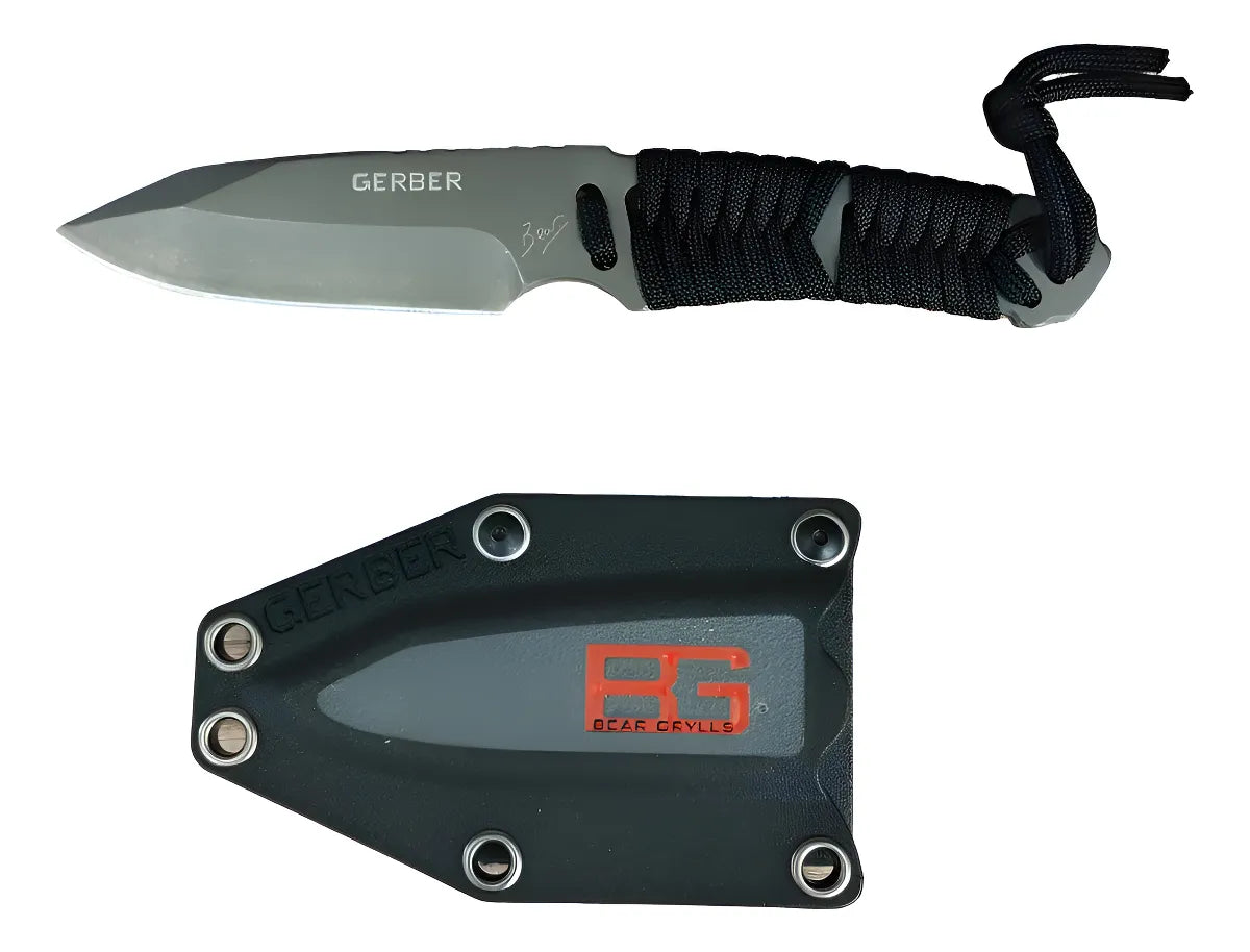 Cuchillo Puñal Gerber Bear Grylls Y Funda Rescate Senderismo Negro