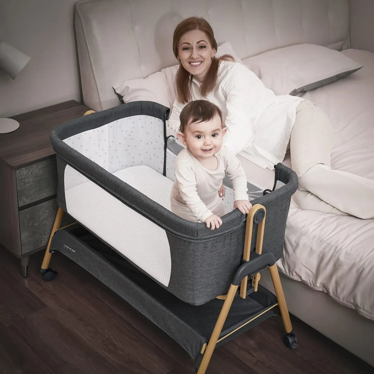 Angelbliss Moiss Para Beb, Cuna Fcil De Plegar Con Colchn