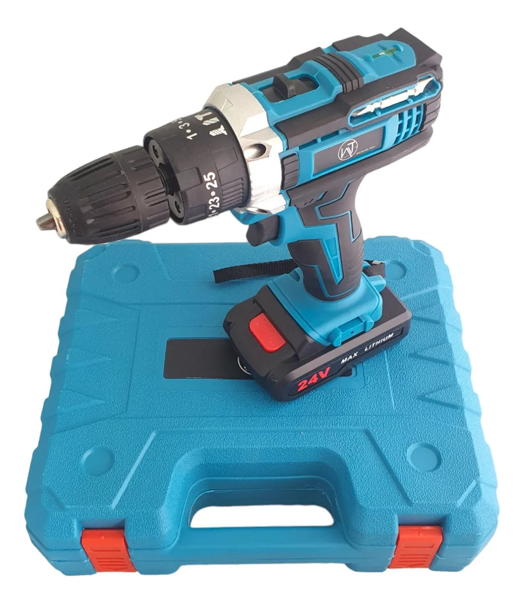 Taladro Percutor Inalambrico Wt Mandril 3/8 Color Azul Frecuencia 60