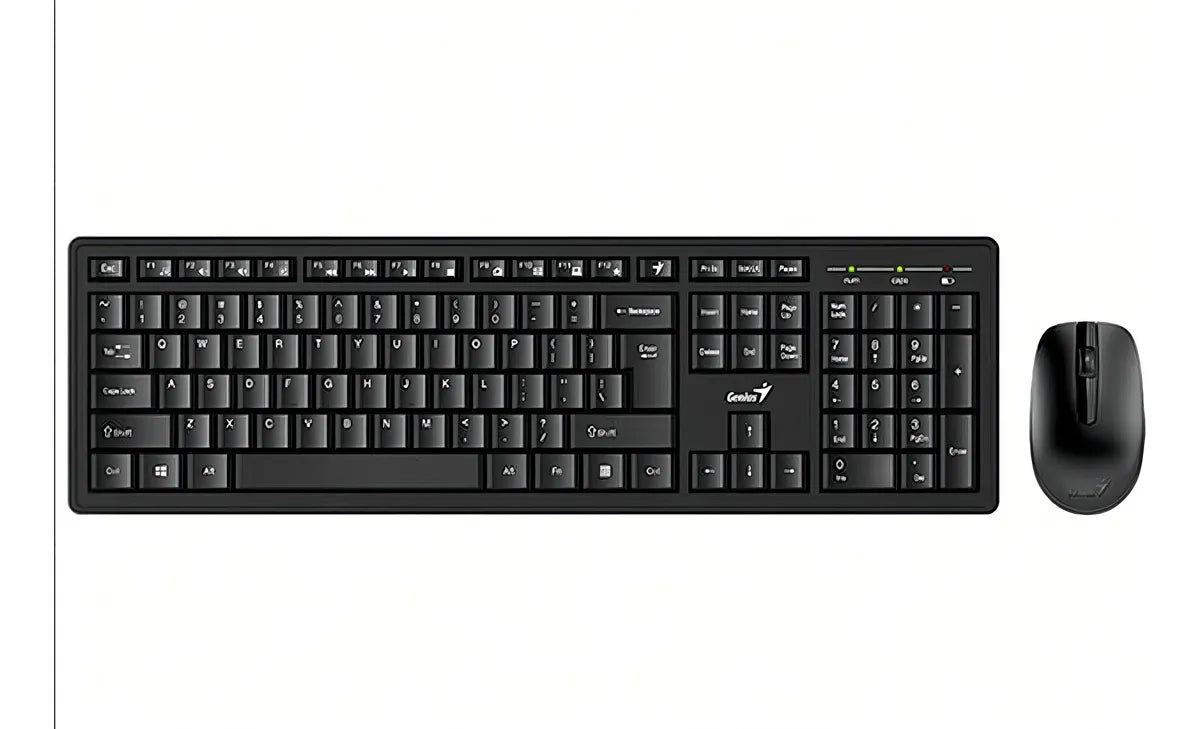 Kit de teclado y mouse inalámbrico Genius KM-8100 Español Latinoamérica de color negro