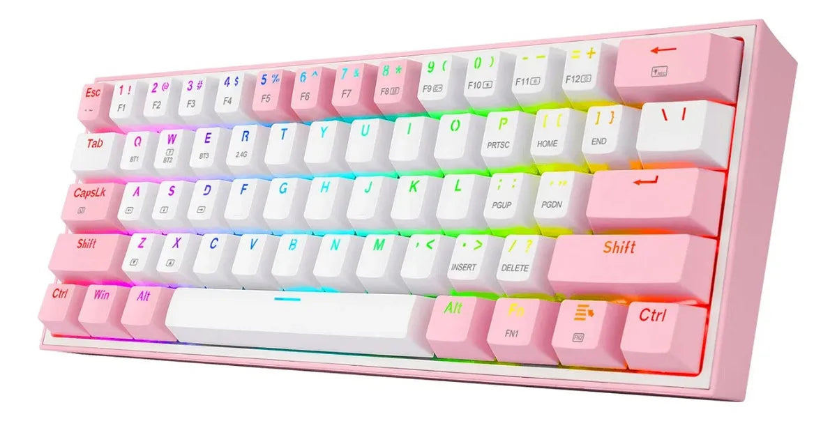Teclado Redragon K616-rgb Fizz Pro Red Español - White/pink Color Del Teclado Blanco/rosa
