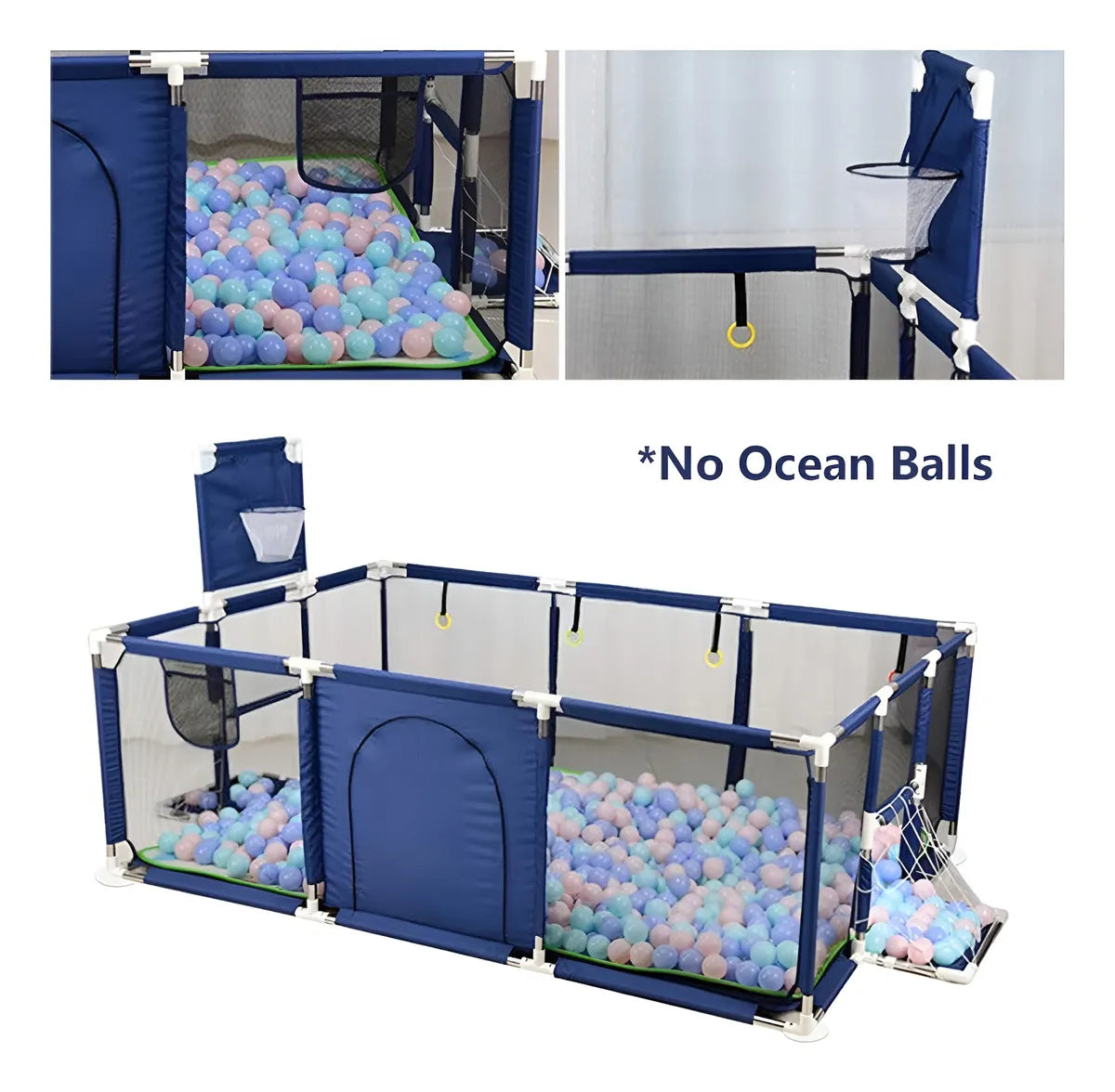 Parque Infantil Corral De Juegos Bebes Con Cancha Color Azul