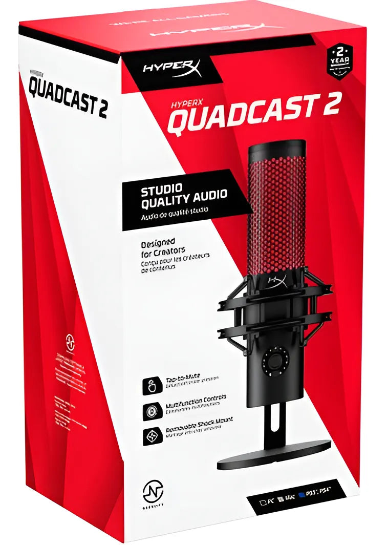 Micrófono Usb Hyperx Quadcast 2 Para Juegos, Streaming