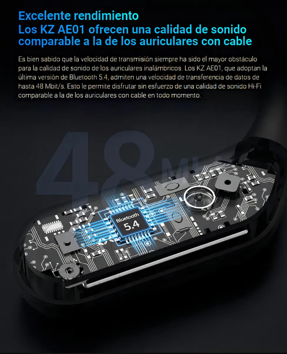 Modulo Kz Ae01 Gancho Inalámbricos Bluetooth 5.4 C Pin Color Negro Luz Negro