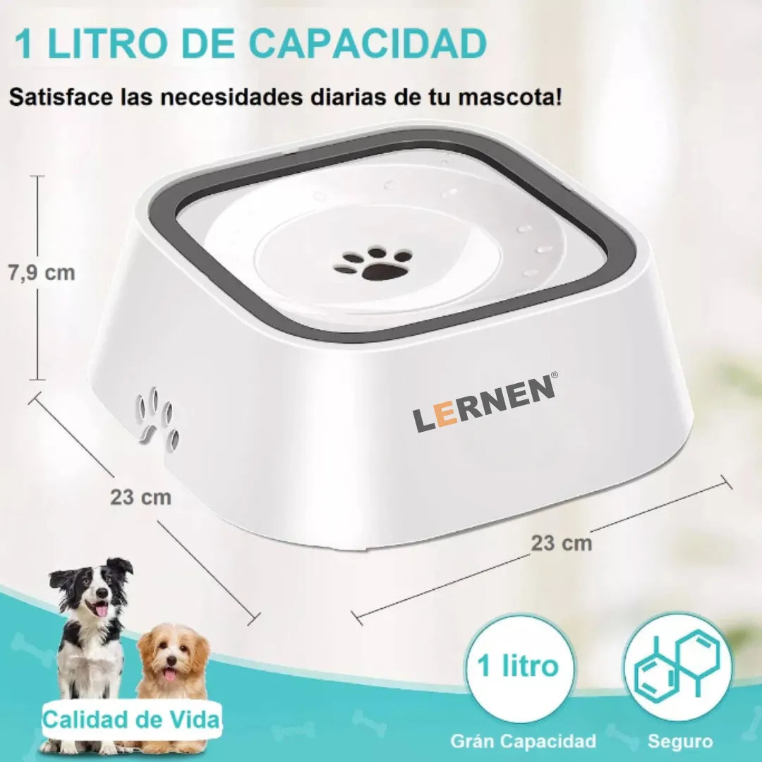 Plato Bebedero Antiderrame De Agua Mascotas Perros Gatos 1 L Blanco
