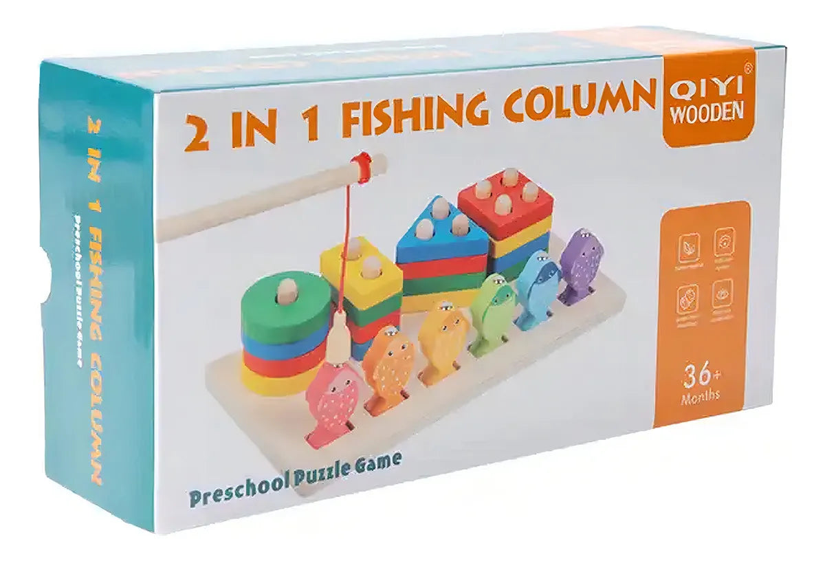 Juego Madera Encastre Y Pesca 2 En 1 Aprendizaje Niños Color Multicolor