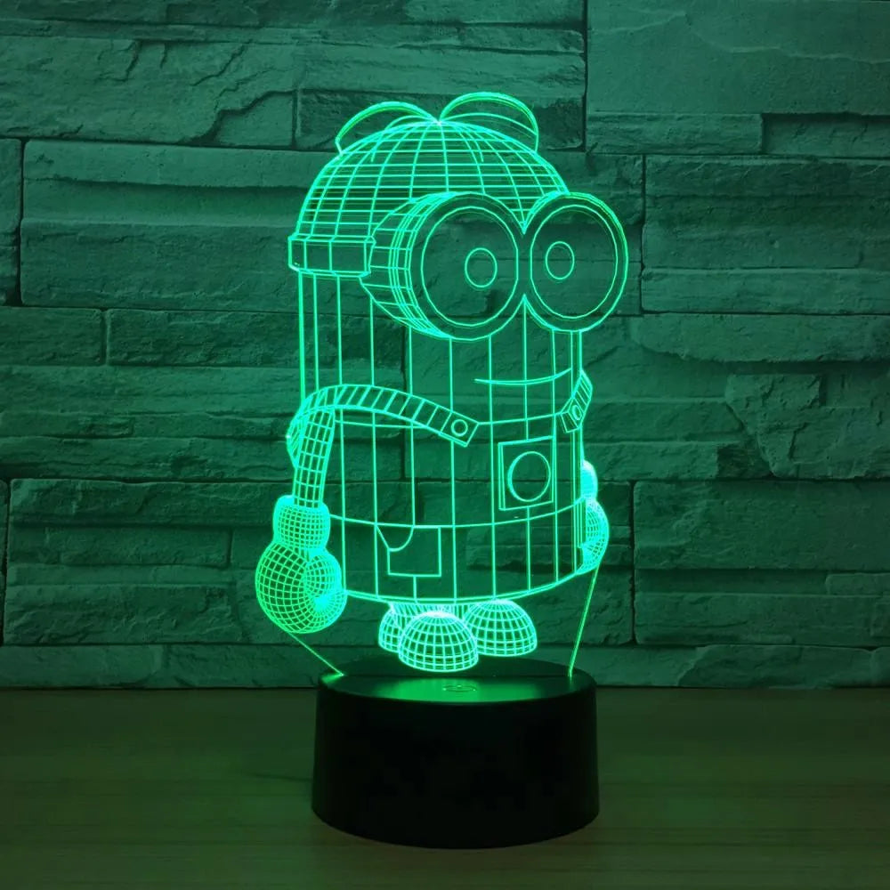 Lámpara De Noche Led 3d Minions Holograma Regalo Decoración Negro