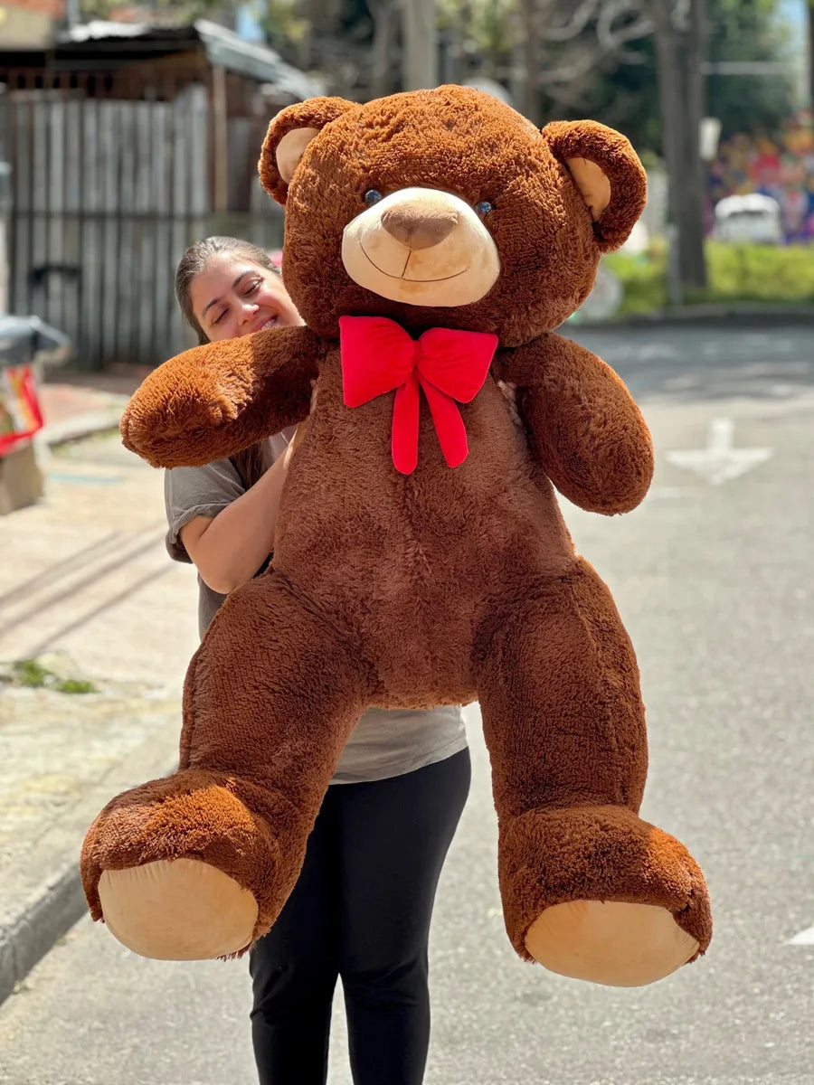 Oso de peluche gigante 1,60 Josefino Color Chocolate y Corbatín rojo