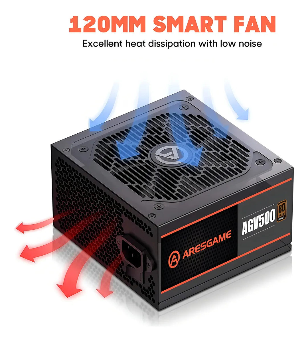 Fuente de poder 500w 80+ bronze Aresgame Agv500 color negro