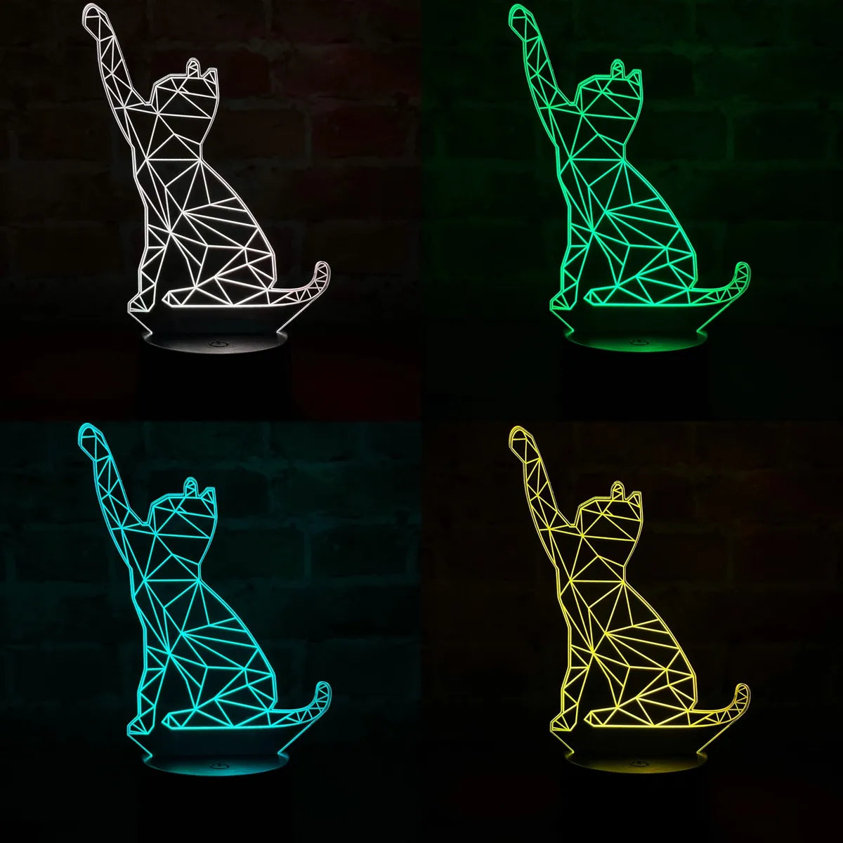 Lámpara De Noche Led Gato 3d Holograma Decoración Regalo Negra
