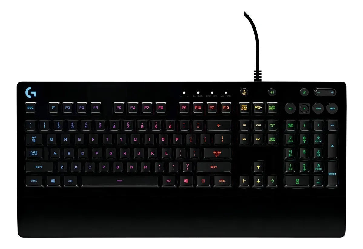 Teclado Logitech G Serie G QWERTY Romer-G inglés internacional color negro con luz RGB